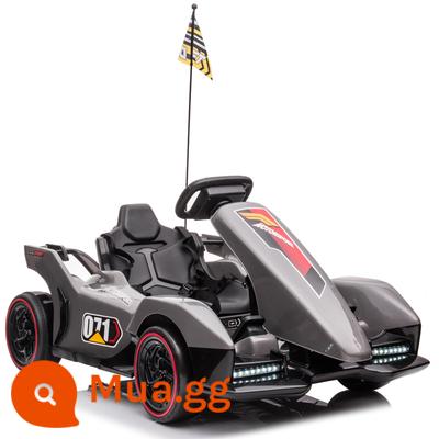 Trẻ em go-kart thương mại điều khiển từ xa nam lưới cảm ứng màu đỏ xe điện bốn bánh trôi đồ chơi trẻ em có thể ngồi người lớn - DLS màu xám đạt tiêu chuẩn với 12V+điều khiển từ xa+không thể trôi