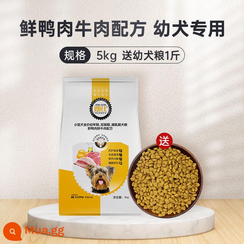 Thức ăn cho chó Langshi Chó con bông 10 con chó nhỏ hạt thịt tươi đặc biệt 5kg Bichon Bomei Schnauzer ngũ cốc chung - [Công thức thịt vịt tươi và thịt bò tươi] thức ăn đặc biệt cho chó nhỏ và chó con 10 catties