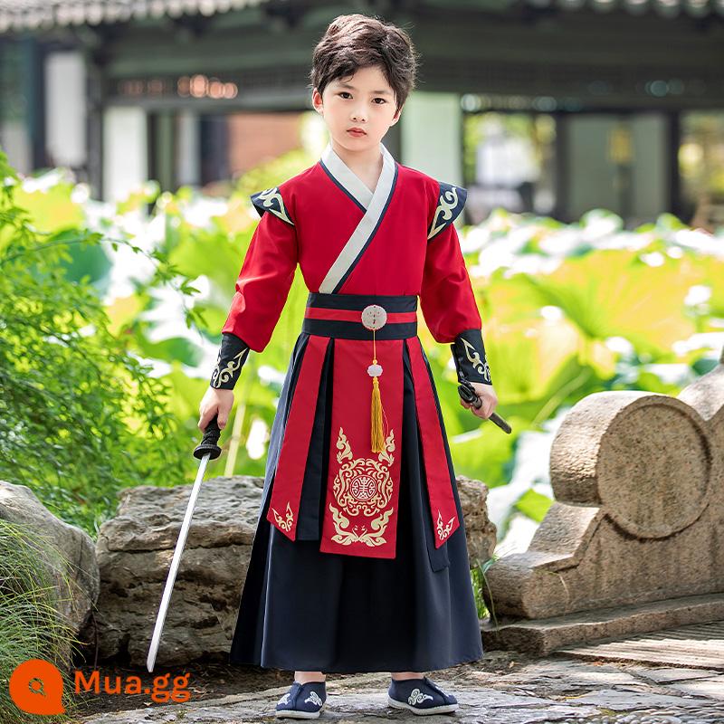 Hanfu Boys and Girls Summer 2023 New Men and Children Quần áo truyền thống Trung Quốc cổ đại của Trung Quốc Tang Suit Trang phục biểu diễn của phụ nữ Phong cách mùa hè - Zhiyu - phong cách nam + thắt lưng