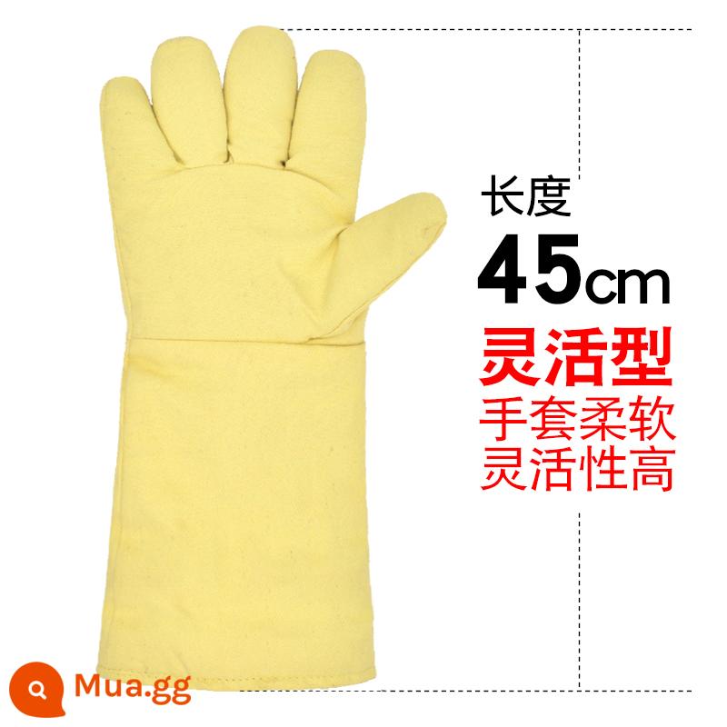 Găng tay chịu nhiệt độ cao Caston 500 độ cách nhiệt chống cháy dày lò nướng phòng thí nghiệm công nghiệp mở rộng chống bỏng - Linh hoạt 45cm 1 đôi mềm dẻo