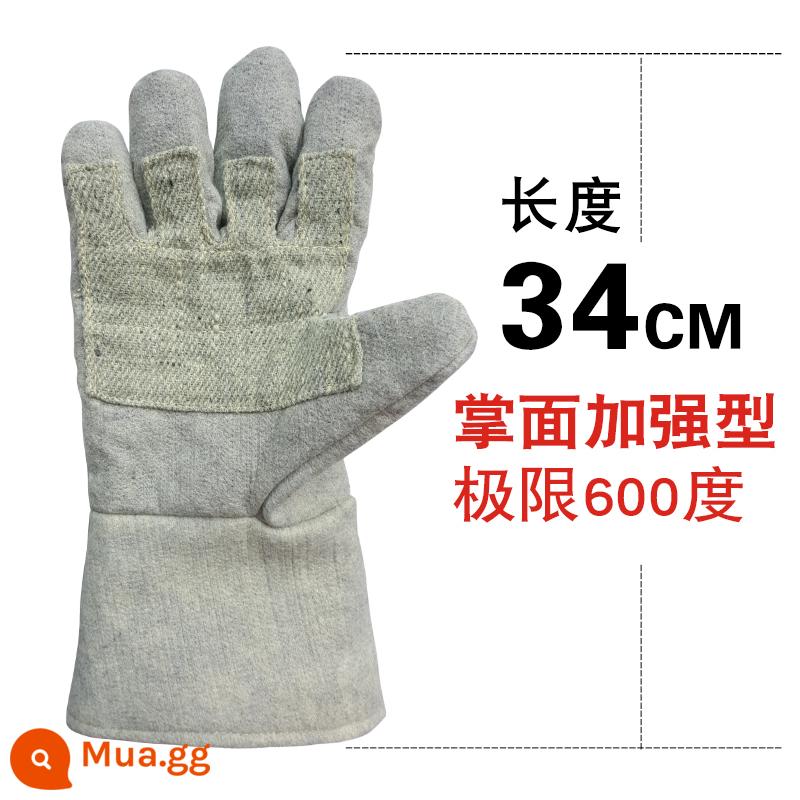 Găng tay chịu nhiệt độ cao Caston 500 độ cách nhiệt chống cháy dày lò nướng phòng thí nghiệm công nghiệp mở rộng chống bỏng - Loại nâng cao kiểu cũ 34 cm 1 đôi