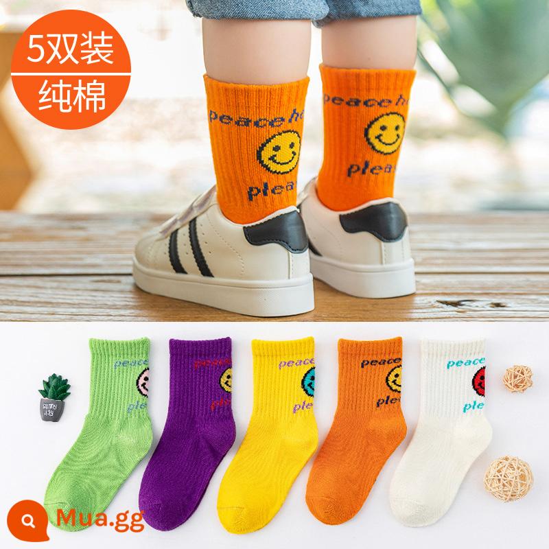 Những cậu bé tất cả trẻ em - Heel Smiley-5 Đôi (Tất cotton thu đông)