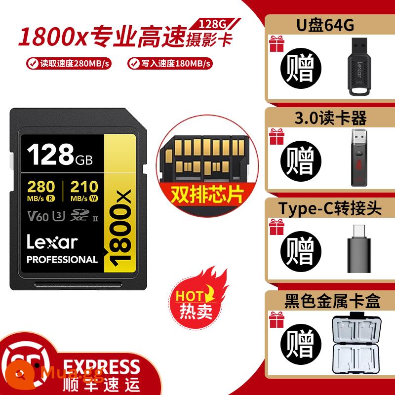 Thẻ nhớ Lexar Lexar SD 128G 1800X thẻ nhớ SD tốc độ cao thẻ nhớ lớn Nikon Canon Sony - [Ưu tiên 4K] 1800X 128-G SD USH-II 280M