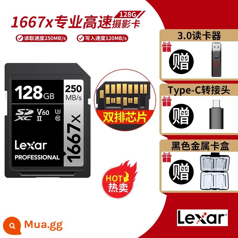 Thẻ nhớ Lexar Lexar SD 128G 1800X thẻ nhớ SD tốc độ cao thẻ nhớ lớn Nikon Canon Sony - 1667X 128-G SD USH-II 250M