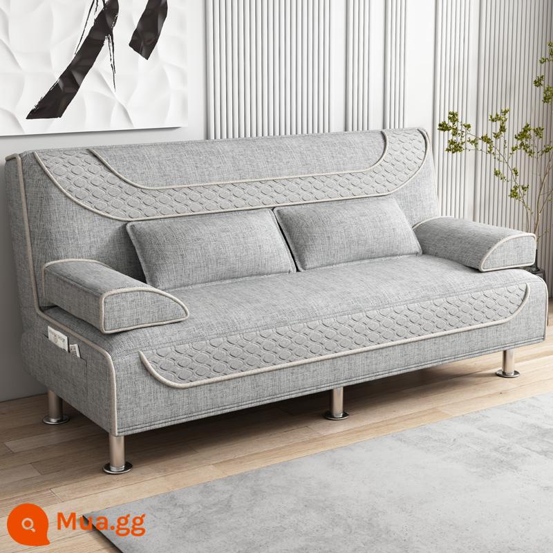 Sofa giường gấp đôi sofa đa năng cho thuê nhà căn hộ nhỏ sofa giường đơn đôi có thể tháo rời và giặt được - Chất liệu vải lanh màu xám khói cao cấp