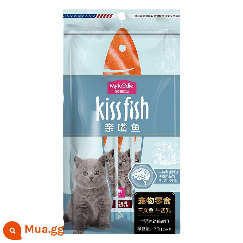 McFoody Cat Strips 100 Miếng 30 Miếng Nguyên Hộp Kiss Cá Sữa Dê Túi Đựng Thực Phẩm ướt Đồ Ăn Nhẹ Cho Mèo Thức Ăn Đóng Hộp Cho Mèo - [Mô hình hiệu quả] Cá hồi + Sữa non