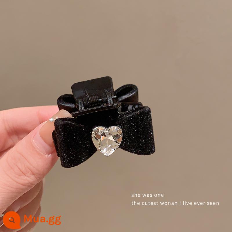 Nơ 2 mặt Kẹp nhỏ AB Side Rhinestone Kẹp nhỏ cài tóc kẹp tóc nữ tính khí cao cấp tóc mái kẹp kẹp tóc - Gói tình yêu màu đen