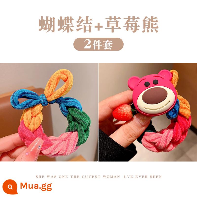 Dongdaemun Handmade Hoạt Hình Dây Cao Su Đàn Hồi Cao Dây Buộc Tóc Cho Nữ Buộc Tóc Đuôi Ngựa Mà Không Làm Tổn Thương Dây Tóc Cún Con Dễ Thương dây Buộc Tóc - Nơ+Gấu Dâu