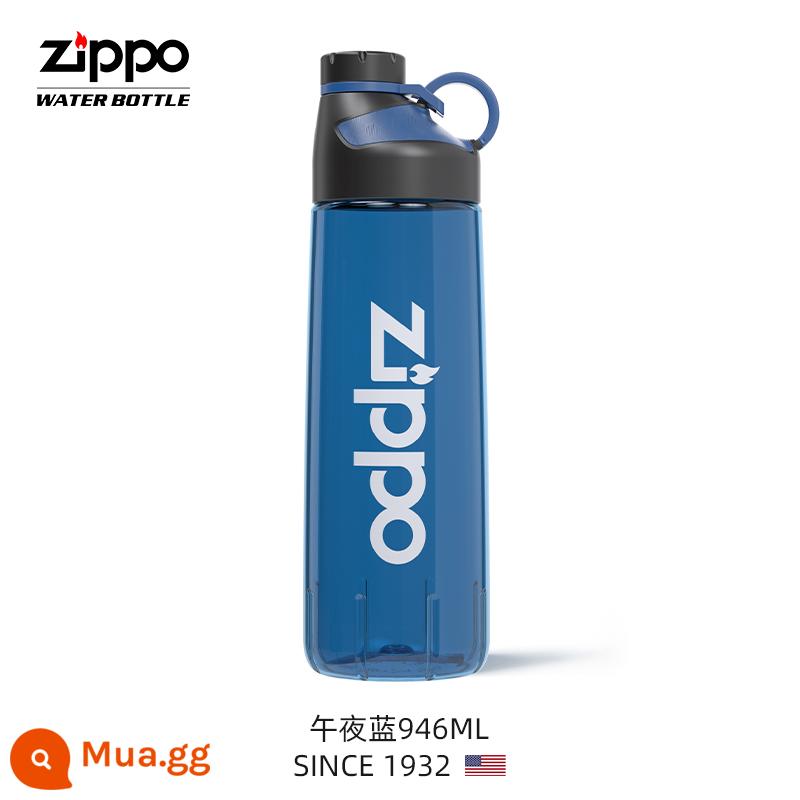 Zippo Kettle ngoài trời lớn có thể mang theo sự phù hợp về thể dục bằng nhựa chống học sinh Aquarius Cup Sports Water Cup công suất lớn - Midnight Blue 946ml [đi kèm cọ cốc]