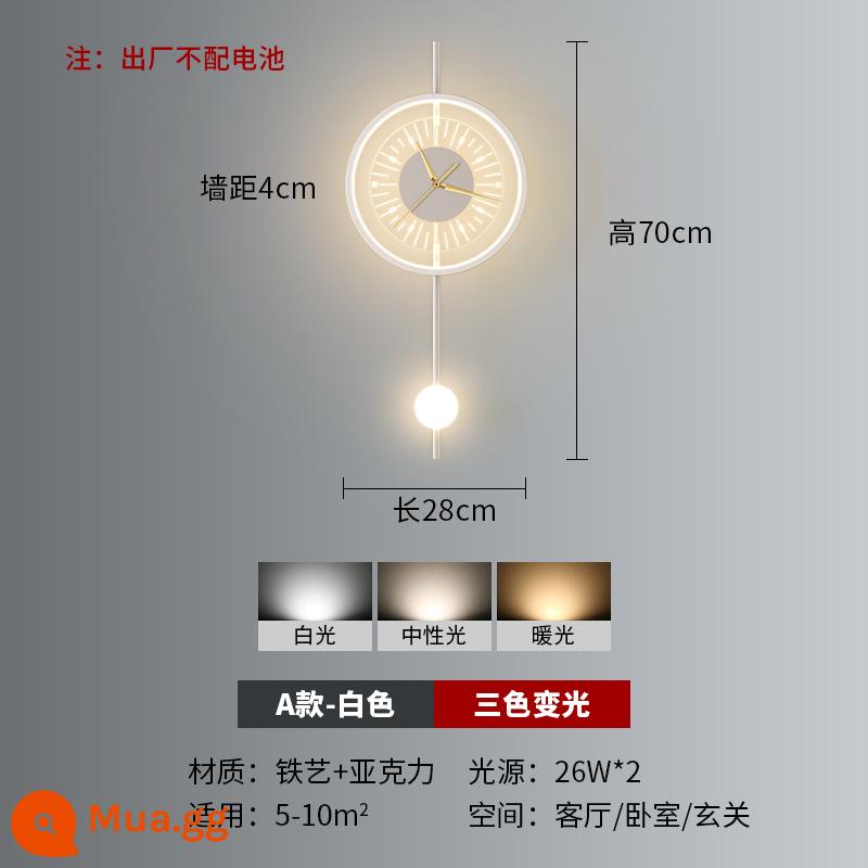 Đèn tường dải dài có đồng hồ nền tường phòng khách lối đi hành lang hiên ánh sáng phong cách sang trọng phòng ngủ tối giản hiện đại đèn cạnh giường ngủ - Loại A mờ ba màu trắng