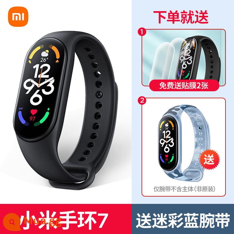 [SF Express] Đồng hồ thông minh thể thao chống nước Xiaomi Mi Band 7 NFC Theo dõi nhịp tim Oxy trong máu Máy đếm bước chân qua Bluetooth dành cho nam và nữ Áp suất thời tiết Giấc ngủ 6 Sức khỏe 5 Flagship chính thức của Seven Pro - [SF Express] Vòng đeo tay 7+ đi kèm dây đeo tay màu xanh ngụy trang + phim*2