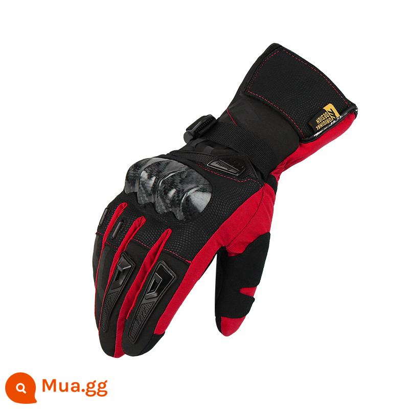 Găng tay xe máy MADBIKE mùa thu đông sợi carbon chống rơi đầu máy hiệp sĩ găng tay đua chống thấm nước - Đen và đỏ (mẫu chống nước mở rộng vào mùa đông)