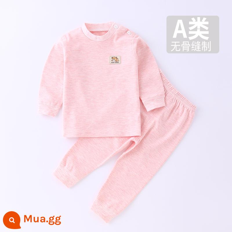 Bộ đồ lót trẻ em cotton nguyên chất quần áo mùa thu trẻ em quần vệ sinh quần áo bé trai và bé gái bé đáy đồ ngủ bên trong mùa xuân và mùa thu - Set làm sạch và không xương-Hồng