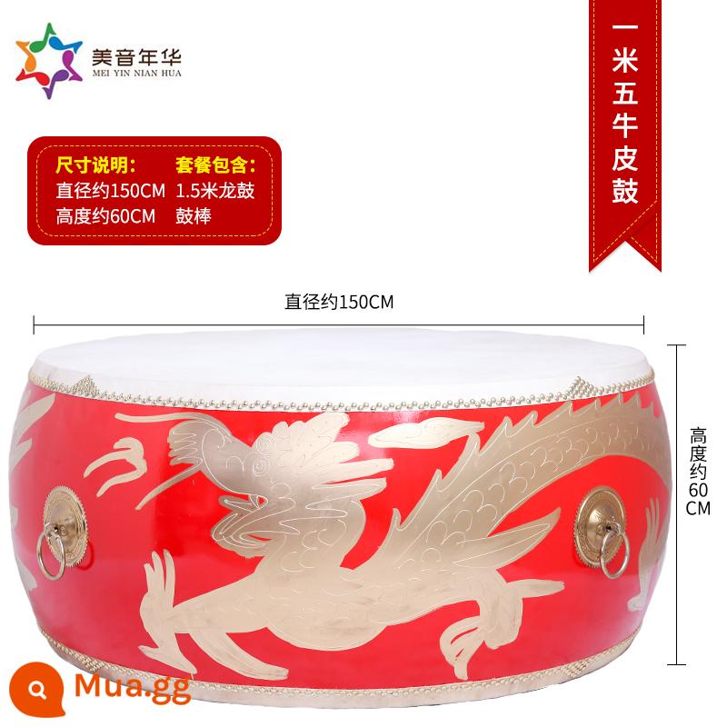 Big Drum Leather Da Trung Quốc Hiệu suất màu đỏ Longguo Người lớn Trống trống Temple Drum Khu vực trang trí khu vực trống - Trống lớn 1,5m + dùi trống