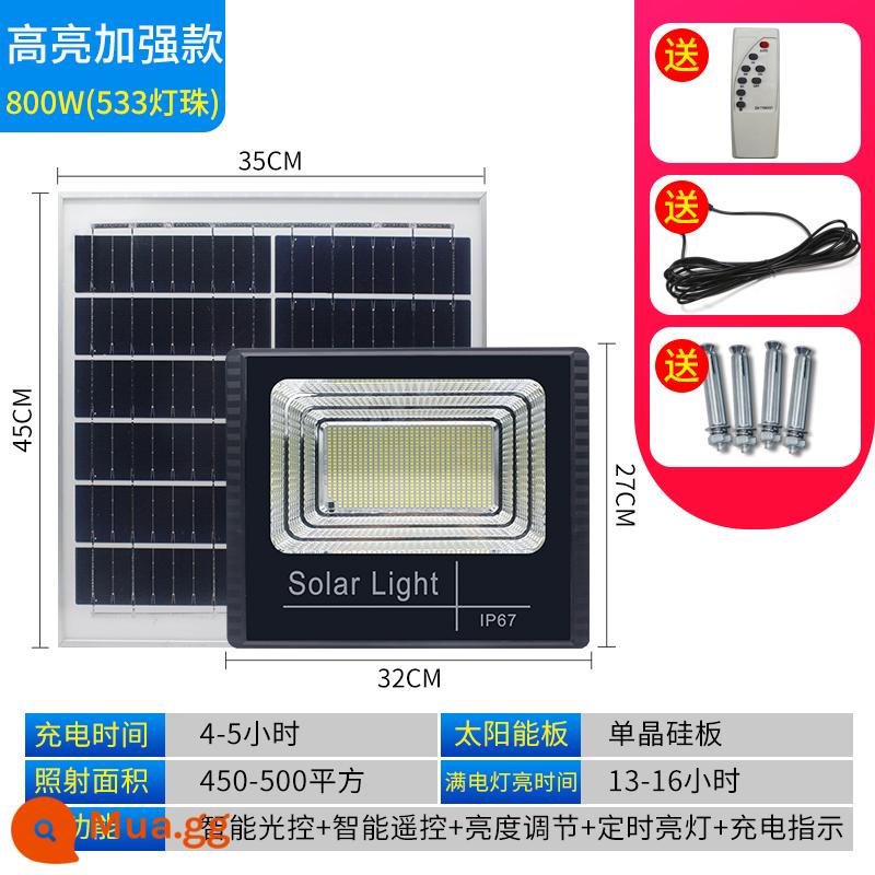 Đèn sân vườn ngoài trời năng lượng mặt trời Đèn pha siêu sáng 100W nhà nông thôn mới chiếu sáng trong nhà và ngoài trời đèn đường chống nước - Đèn năng lượng mặt trời tăng cường độ sáng cao 800w (533 hạt đèn)