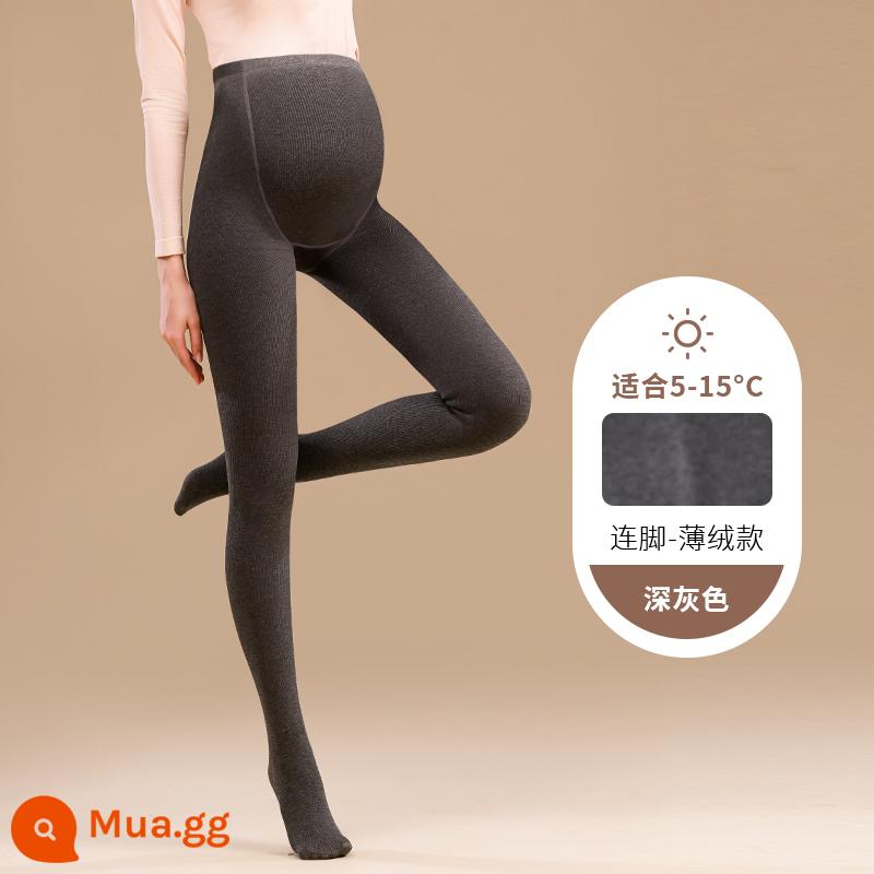 Người mèo phụ nữ mang thai quần bên trong mùa thu và mùa đông pantyhose mùa đông mặc bên ngoài pantyhose bên trong mùa đông cộng với vớ nhung dày pantyhose - Màu xám đậm - có chân, thích hợp cho 5oC ~ 15oC [kiểu nhung mỏng]