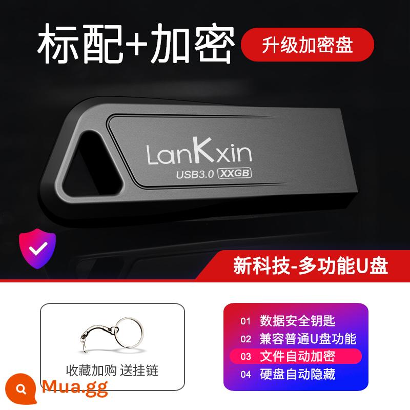 Lanke core 3.0 ổ đĩa U tốc độ cao thể rắn 32g chữ tùy chỉnh USB máy tính chính hãng trên ô tô phiên bản sử dụng kép di động Ổ đĩa flash USB kim loại di động logo đặt hàng bán buôn mã hóa đấu thầu sinh viên chống thấm nước apple - 32G [cấu hình tiêu chuẩn + chức năng mã hóa]