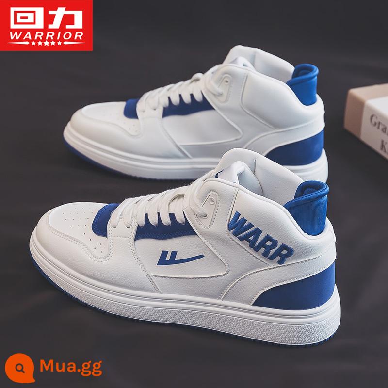 Kéo lại giày nam ống cao nhỏ màu trắng giày nam 2022 mới hợp thời trang aj Air Force No. 1 casual Klein blue sneakers men - ngọc bích trắng