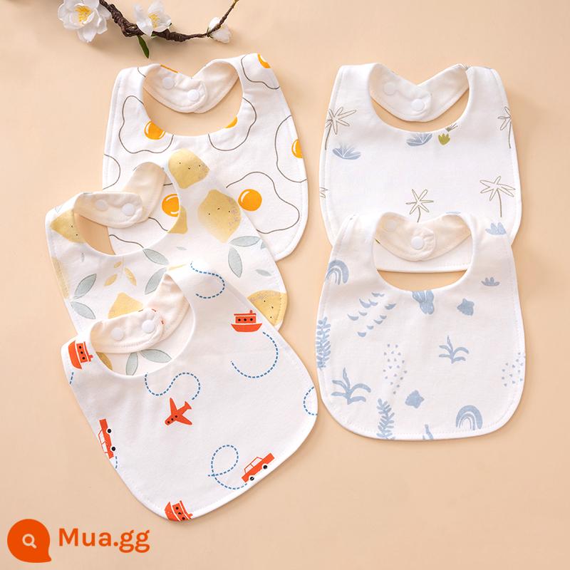 Khăn ăn yếm nước bọt hình chữ U cho bé Khăn ăn yếm sữa chống nôn bằng cotton nguyên chất cho bé trai và bé gái ăn khăn ăn yếm mùa xuân, mùa thu và mùa đông - Yếm chống thấm cotton nguyên chất hình chữ U (gói 5) bộ N