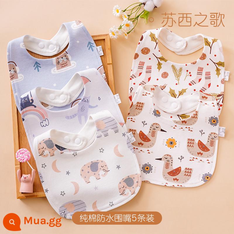 Khăn ăn yếm nước bọt hình chữ U cho bé Khăn ăn yếm sữa chống nôn bằng cotton nguyên chất cho bé trai và bé gái ăn khăn ăn yếm mùa xuân, mùa thu và mùa đông - Yếm cotton chống thấm hình chữ U (gói 5 chiếc) Suzy's Song