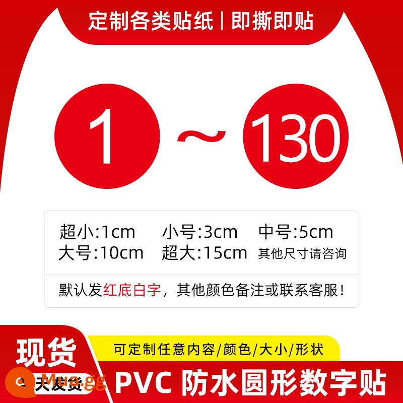 Nhựa PVC Chống Thấm Nước Kỹ Thuật Số Miếng Dán Số Tự Dính Số Serial Số Miếng Dán Bàn Nhà Hàng Mục Số Nhãn - [1-130]