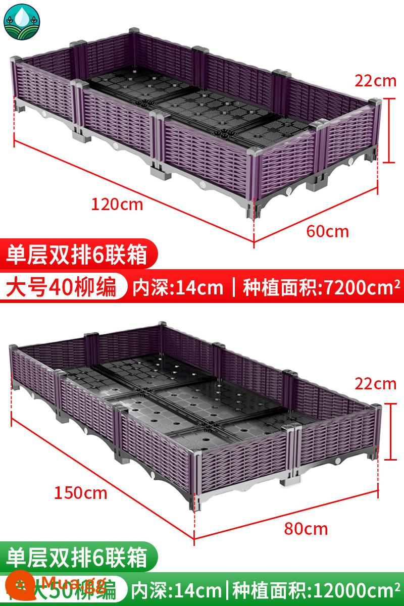 Trồng hộp trồng hiện vật hộp đặc biệt mái nhà trồng chậu gia đình ban công thêm chậu hoa nhựa lớn hộp hoa hình chữ nhật - Hộp tiêu đề 6 hàng đôi