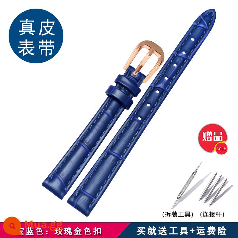 Dây đeo đồng hồ cỡ nhỏ dành cho nữ, phù hợp với Ajidou/Fuli Fuli WF15B02/Ju Lishi JA-660/544/928 - Màu xanh hoàng gia: khóa vàng hồng