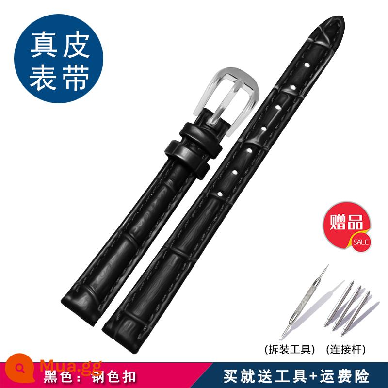 Dây đeo đồng hồ cỡ nhỏ dành cho nữ, phù hợp với Ajidou/Fuli Fuli WF15B02/Ju Lishi JA-660/544/928 - Màu đen: khóa thép