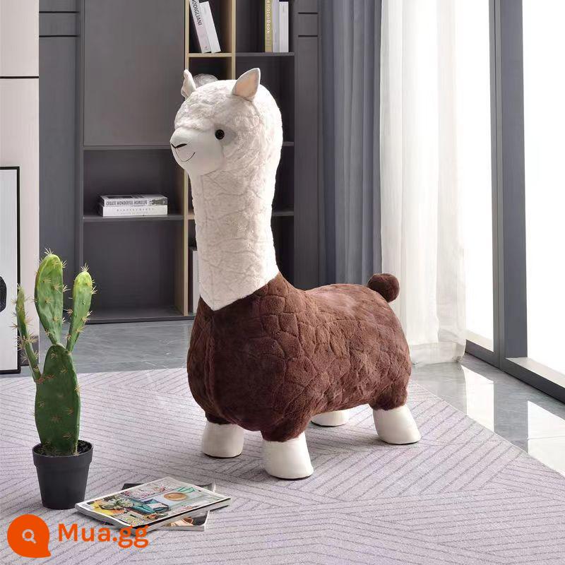 Dễ Thương Alpaca Búp Bê Sang Trọng Đồ Chơi Alpaca Phân Ghế Sáng Tạo Trang Trí Phòng Khách Internet Người Nổi Tiếng Phân Quà Tặng Sinh Nhật - Alpaca nâu❤Lông cừu dày