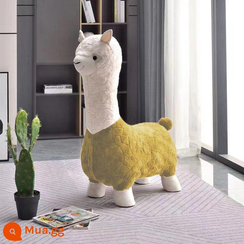 Dễ Thương Alpaca Búp Bê Sang Trọng Đồ Chơi Alpaca Phân Ghế Sáng Tạo Trang Trí Phòng Khách Internet Người Nổi Tiếng Phân Quà Tặng Sinh Nhật - Alpaca màu vàng trứng❤Lông cừu dày