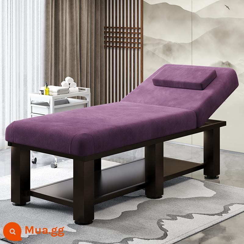 Giường làm đẹp thẩm mỹ viện giường massage đặc biệt trị liệu y học cổ truyền Trung Quốc giường massage gấp hình xăm cơ thể giường thêu lửa trị liệu giường moxibustion - 185*70 nhung tím-chân vuông 6cm