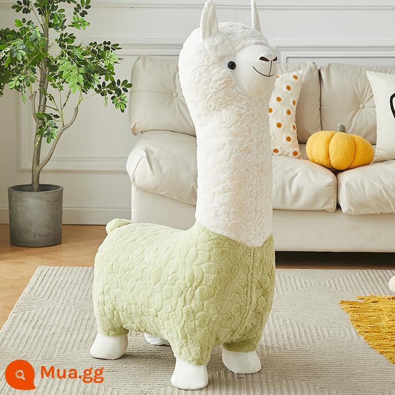 Dễ Thương Alpaca Búp Bê Sang Trọng Đồ Chơi Alpaca Phân Ghế Sáng Tạo Trang Trí Phòng Khách Internet Người Nổi Tiếng Phân Quà Tặng Sinh Nhật - Lông cừu dày alpaca màu xanh trái cây