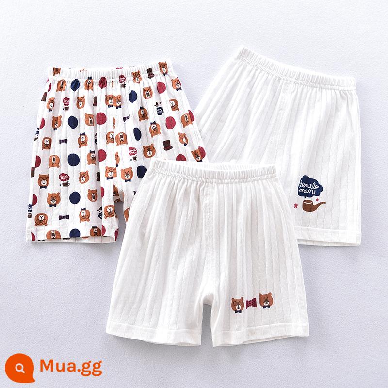 Nhật Bản Bé Trai Quần Short Cotton Nguyên Chất Trẻ Em Nhà Thường Ba Điểm Quần Cho Bé Thể Thao Mùa Hè Quần Bên Trong Mặc Ngoài Phần Mỏng - Quần ba phần tư sọc dọc Doctor Bear [3 chiếc]