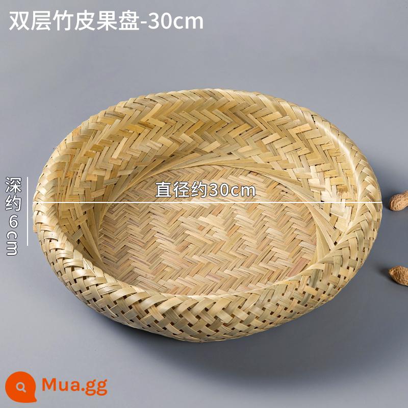 Đĩa trái cây tre nhà giỏ bánh mì hấp sáng tạo đĩa trái cây phòng khách đĩa tre handmade giỏ tre hốt rác sản phẩm từ tre - Đĩa đựng trái cây bằng tre 2 lớp-30cm