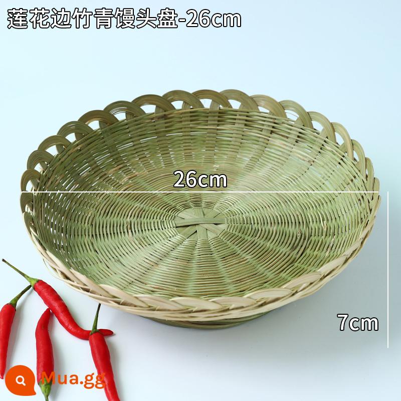 Giỏ trái cây đan bằng tre handmade đĩa trái cây sấy khô đồ ăn nhẹ nhà bếp cống giỏ hấp bánh mì giỏ trái cây tấm bình dị đan tre - Chân cao-Đĩa hấp cạnh sen-26cm