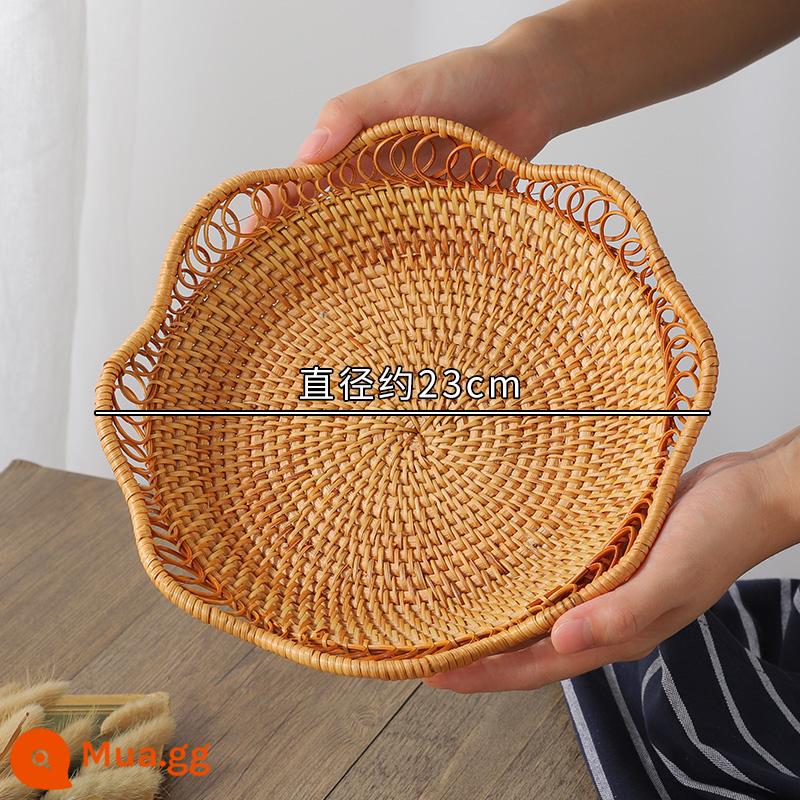 Mây Việt Nam Khay Giải Khát Giỏ Trái Cây Handmade Đĩa Trái Cây Sấy Khô Giỏ Đựng Đồ Ăn Nhẹ Hộ Gia Đình Mùa Thu Mây Giỏ Đựng Đồ Để Bàn Sáng Tạo - Đĩa đựng trái cây dây leo ren rỗng-23cm