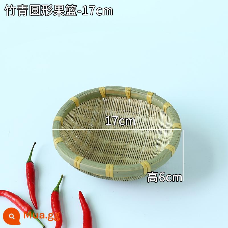 Giỏ trái cây đan bằng tre handmade đĩa trái cây sấy khô đồ ăn nhẹ nhà bếp cống giỏ hấp bánh mì giỏ trái cây tấm bình dị đan tre - Giỏ trái cây tròn dày-17cm