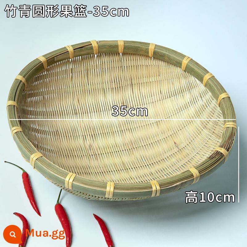 Giỏ trái cây đan bằng tre handmade đĩa trái cây sấy khô đồ ăn nhẹ nhà bếp cống giỏ hấp bánh mì giỏ trái cây tấm bình dị đan tre - Giỏ trái cây tròn dày-35cm