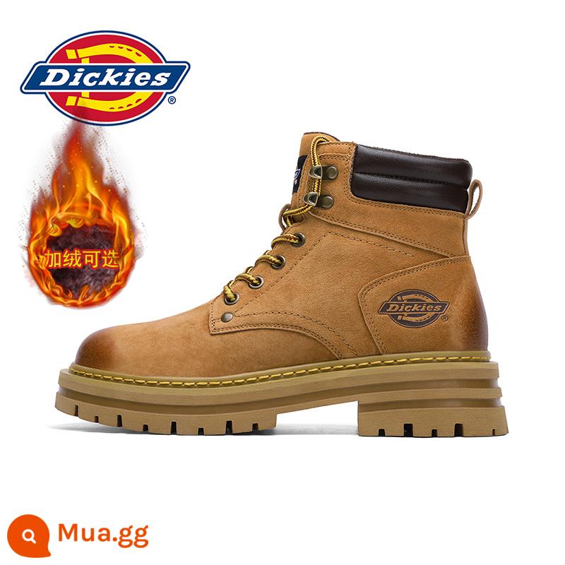 Dickies Giày bốt Martin đế dày nữ mùa thu đông phong cách Anh giày bốt ngắn nữ Plus nhung 2023 bốt đi tuyết giày cotton - 01 màu vàng đất [cộng với nhung]