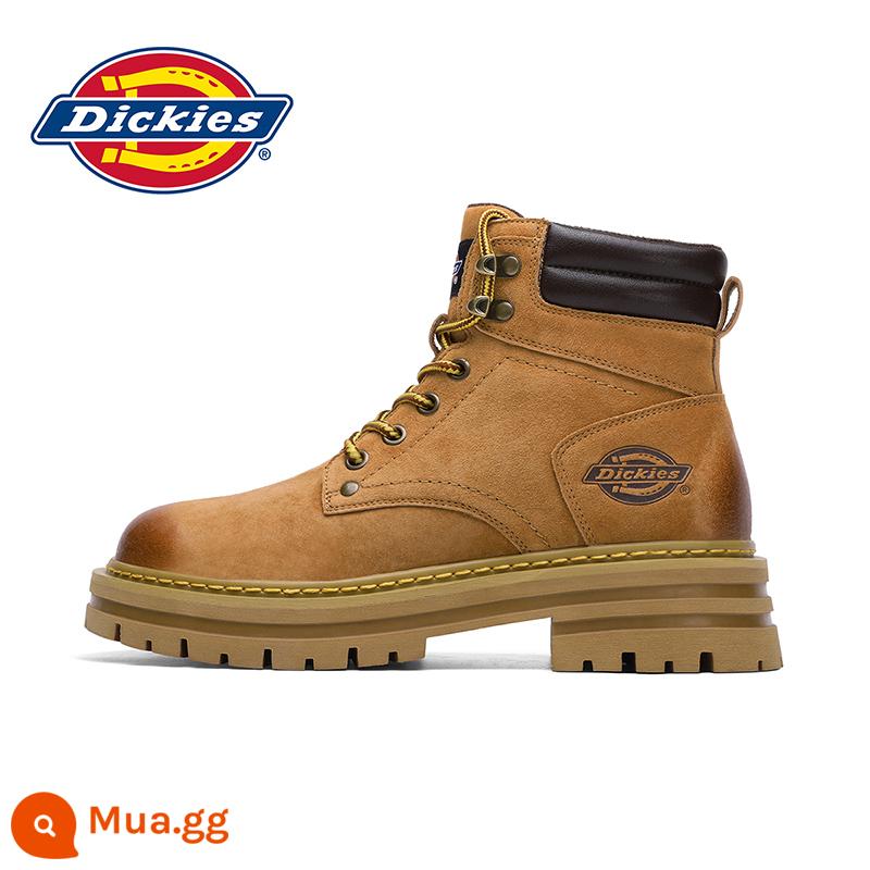 Dickies Giày bốt Martin đế dày nữ mùa thu đông phong cách Anh giày bốt ngắn nữ Plus nhung 2023 bốt đi tuyết giày cotton - 01 kaki