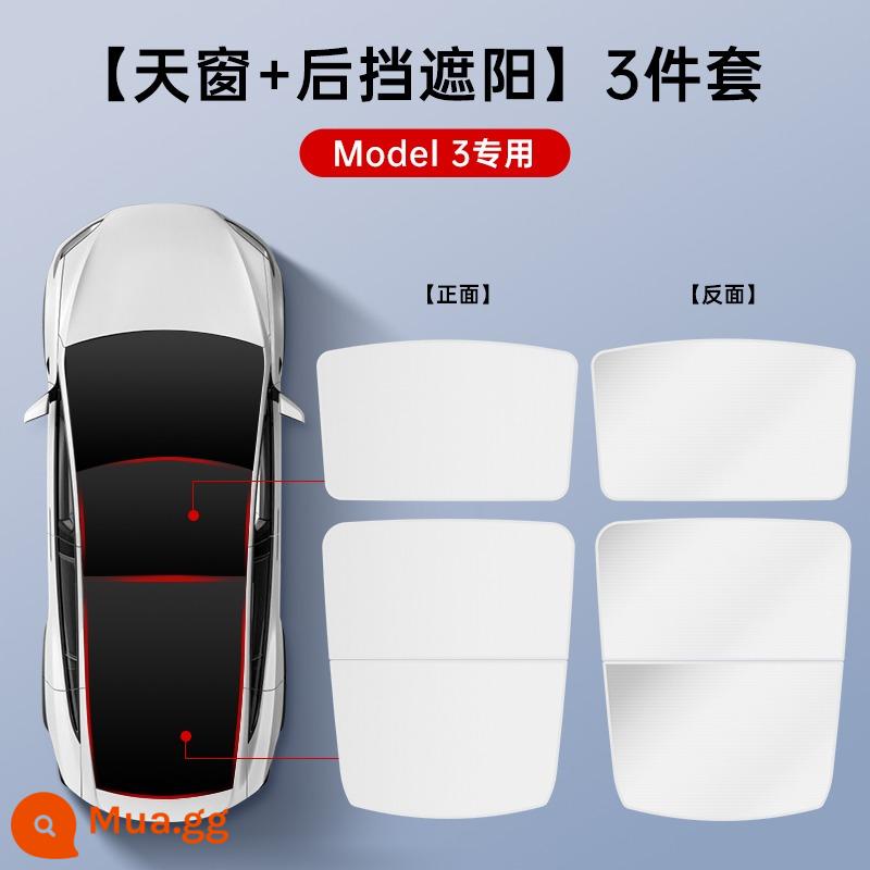 Thích hợp cho Tesla tấm che nắng riêng tư bao modely3 tấm che nắng cửa sổ trời chống nắng cách nhiệt ô tô phụ kiện hàng đầu - Bao quanh băng và oxy [Màn làm mát toàn cảnh + cửa sau Model 3] nguội đi khi tiếp xúc với nhiệt ❉ chặn tia cực tím - màu xe nguyên bản