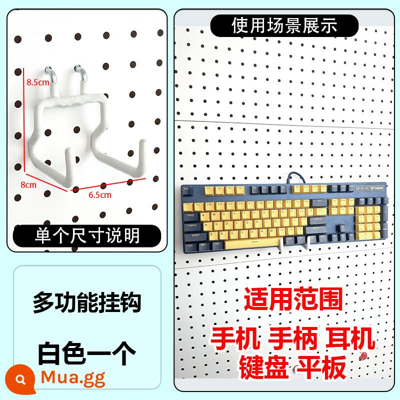 25 lỗ bảng phụ kiện đa năng móc lỗ tròn lưu trữ kệ sách hấp thụ từ tính phần cứng tự làm bàn làm việc kim loại giỏ treo - 1 móc bàn phím tay cầm điện thoại di động, máy tính bảng màu trắng có khoảng cách lỗ 25mm