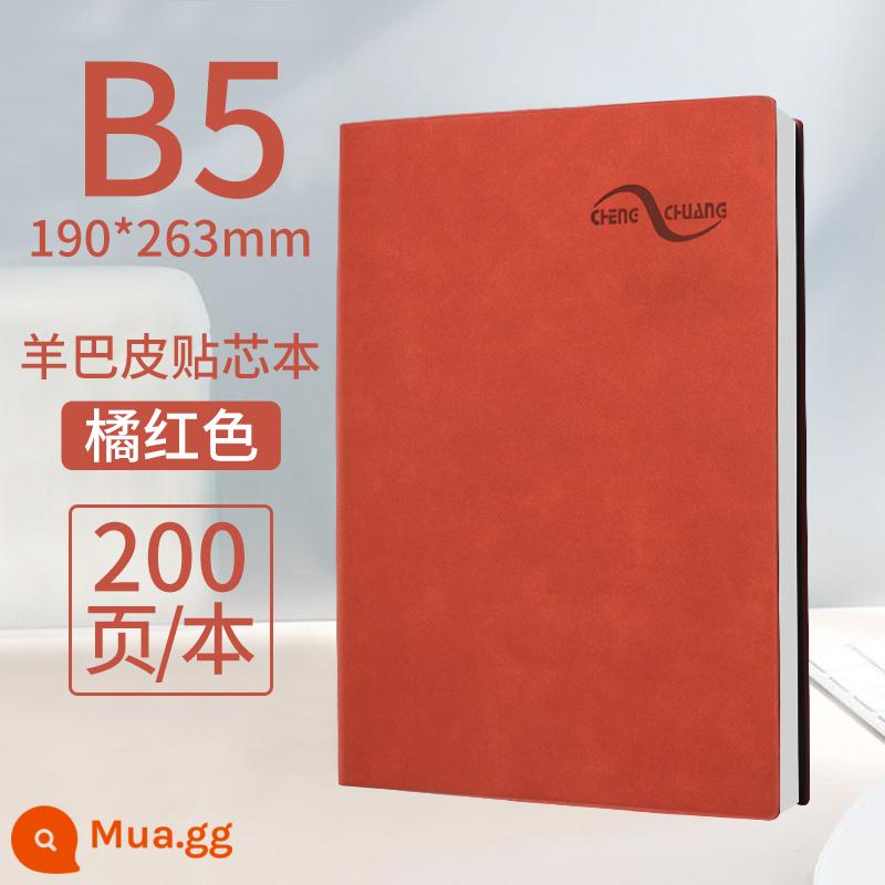 Sổ tay kinh doanh sổ tay văn phòng notepad dày 2023 bằng da đơn giản a5 sinh viên đại học b5 hộp quà tặng bằng da mềm đặt làm theo yêu cầu đặt sổ ghi chép hội nghị công việc nhật ký logo có thể in tùy chỉnh - JDDZ079 da cừu đỏ cam B5