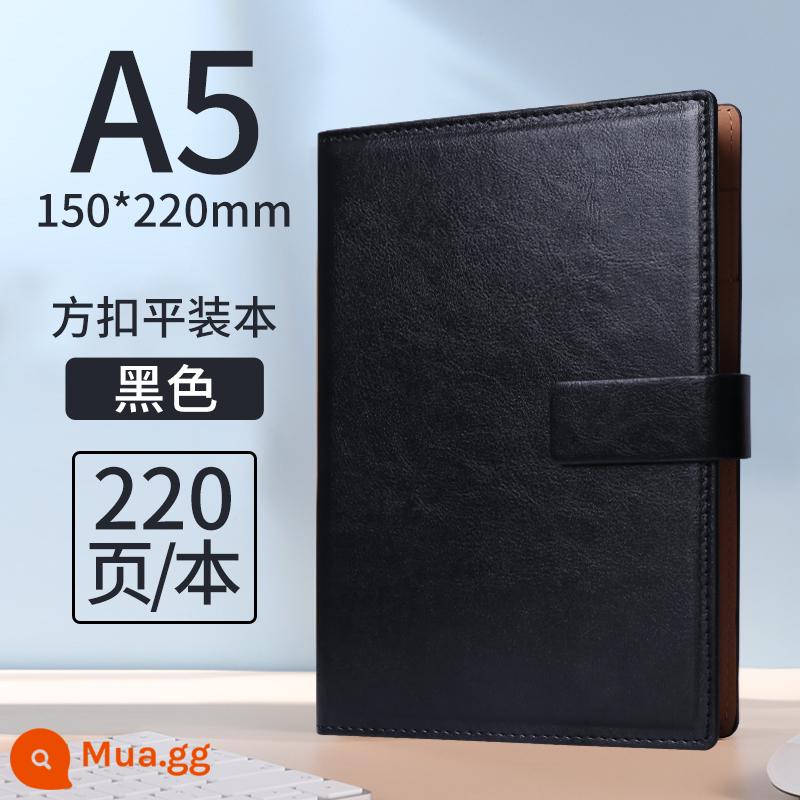 Sổ tay kinh doanh sổ tay văn phòng notepad dày 2023 bằng da đơn giản a5 sinh viên đại học b5 hộp quà tặng bằng da mềm đặt làm theo yêu cầu đặt sổ ghi chép hội nghị công việc nhật ký logo có thể in tùy chỉnh - JDDZ126 khóa vuông A5 màu đen