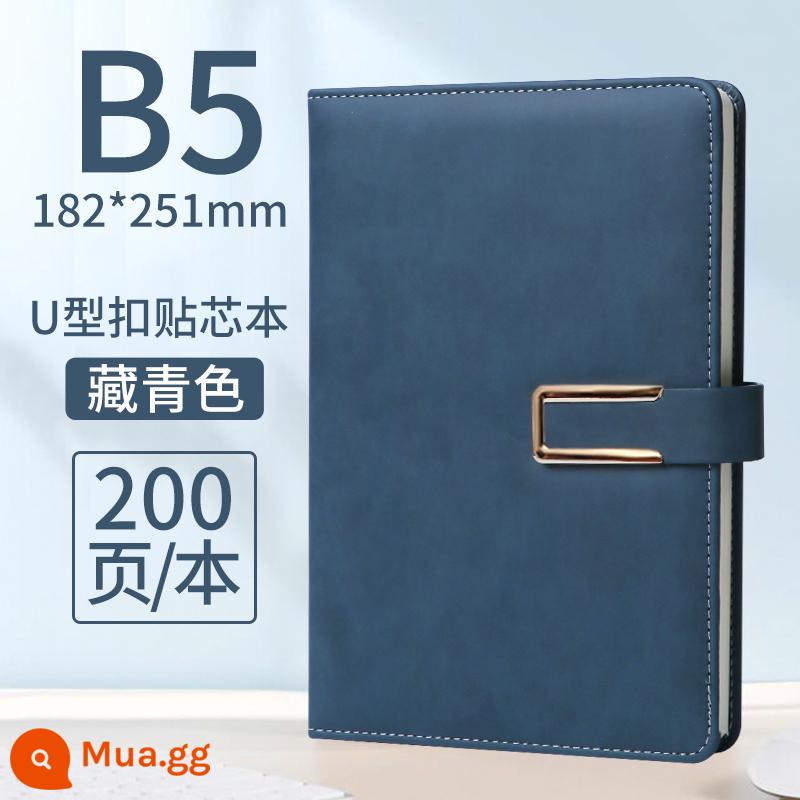 Sổ tay kinh doanh sổ tay văn phòng notepad dày 2023 bằng da đơn giản a5 sinh viên đại học b5 hộp quà tặng bằng da mềm đặt làm theo yêu cầu đặt sổ ghi chép hội nghị công việc nhật ký logo có thể in tùy chỉnh - JDDZ129U khóa B5 màu xanh Tây Tạng