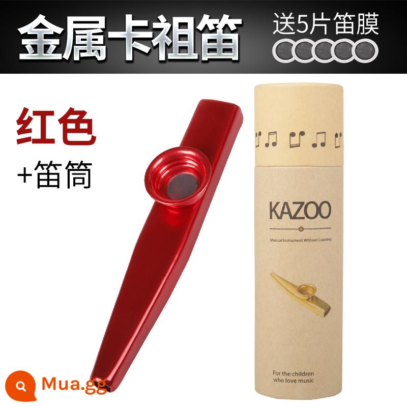 Kim loại kazoo kazoo guitar yuxili chơi nhạc cụ đối tác người lớn bengers ka zuki - Ống sáo đỏ + tặng 5 màng sáo