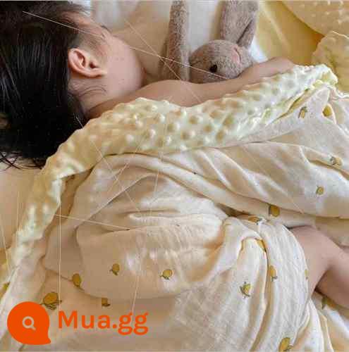 4 baby doudou e ga gạc chăn cotton kho báu mùa xuân và mùa hè mỏng hai lớp thân thiện với làn da mềm nếp tinh khiết kho báu bìa bốn mùa 9 - Gạc chanh + nhung đậu 120*120**