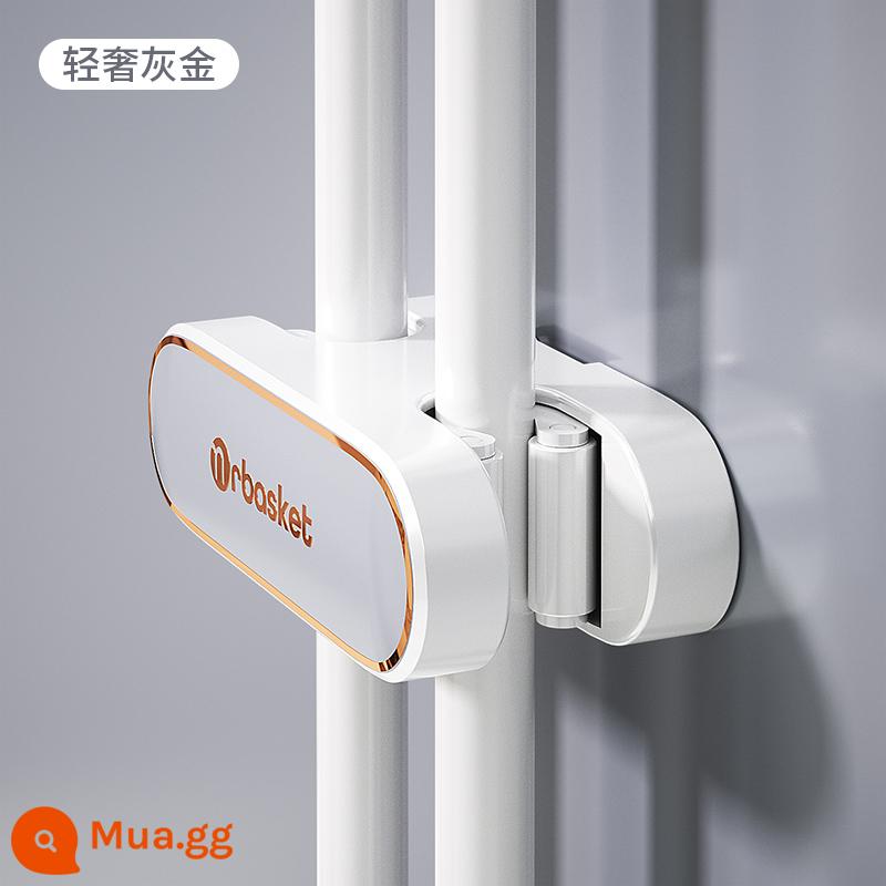 Móc treo cây lau nhà móc miễn phí đấm hiện vật phòng trang điểm treo tường cây lau nhà sắp xếp giá viscose mạnh mẽ khóa cây lau nhà kẹp - Vàng xám sang trọng nhẹ (khóa lăn/chịu tải được gia cố - đảm bảo bồi thường nếu bị rơi)