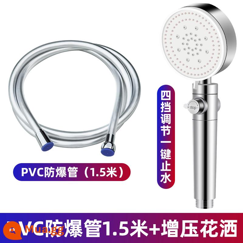 Vòi Sen Tắm Mưa Vòi Inox Nước Phụ Kiện Kết Nối Ống Nước Ổ Cắm Nước Hộ Gia Đình Đa Năng Bộ - [Bộ 5] Ống chống cháy nổ 5 lớp dày 1,5m + vòi sen tăng áp