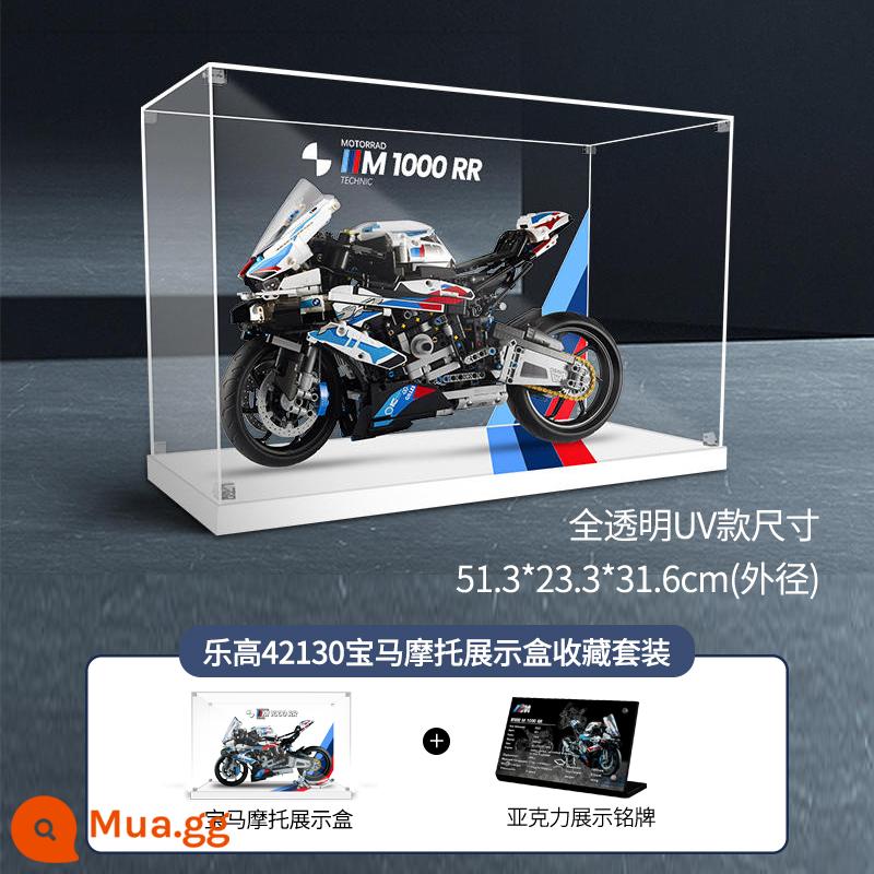 Thích hợp cho hộp trưng bày đầu máy xe lửa Lego 42130BMW M 1000 RR mô hình khối xây dựng phủ bụi acrylic - Kết hợp trong suốt loại A + bảng tên độc quyền